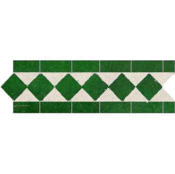 Mosaic House Moroccan tile Dfira MRB 10-1 White,   Green,    solid zellige, mosaic, zellij, field, pattern, glaze, simple, classic, octagonal 